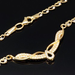 Collier für Damen aus 585 (14k) Bicolor Gold (Gelb- und Weißgold) mit einem von Zirkoniasteinen besetzten Anhänger in graziösem Design (ca. 47 cm)