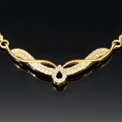 Collier für Damen aus 585 (14k) Bicolor Gold (Gelb- und Weißgold) mit einem von Zirkoniasteinen besetzten Anhänger in graziösem Design (ca. 47 cm)