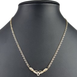 Collier für Damen aus 585 (14k) Bicolor Gold (Gelb- und Weißgold) mit einem von Zirkoniasteinen besetzten Anhänger in graziösem Design (ca. 47 cm)