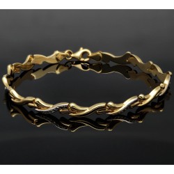 Edel designtes Bicolor Designer Armband aus hochwertigem 585 14K Gold in (ca. 19 cm Länge)