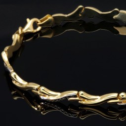 Edel designtes Bicolor Designer Armband aus hochwertigem 585 14K Gold in (ca. 19 cm Länge)