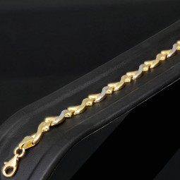 Edel designtes Bicolor Designer Armband aus hochwertigem 585 14K Gold in (ca. 19 cm Länge)