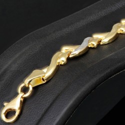 Edel designtes Bicolor Designer Armband aus hochwertigem 585 14K Gold in (ca. 19 cm Länge)