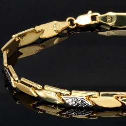 Glänzendes Bicolor Armband in edlem Design aus hochwertigem 585 14K Gold in (ca. 19 cm Länge)