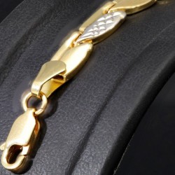 Glänzendes Bicolor Armband in edlem Design aus hochwertigem 585 14K Gold in (ca. 19 cm Länge)