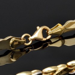 Schönes Bicolor Goldarmband mit stilvollem Dekor aus hochwertigem 585 14K Weißgold und Gelbgold (ca. 19 cm Länge)