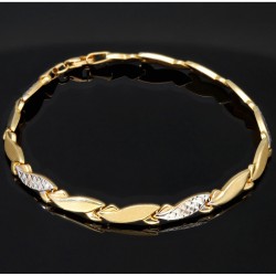 Gold-Armband für Damen aus edlem 14K (585er) Bicolor Gelbgold und Weißgold in (ca. 19 cm Länge)