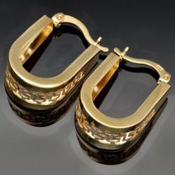 Elegante Ohrringe / Creolen mit schönem Greco-Design aus edlem 585 / 14K Gold