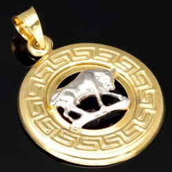 Sternzeichen Stier-Anhänger aus hochwertigem Bicolor 585er 14K Gold (Gelbgold und Weißgold)