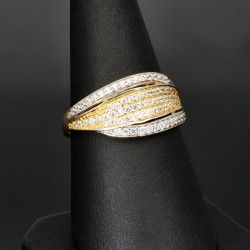 Funkelnder Zirkonia Bicolor Gold Ring für Damen in 585 / 14K Gelbgold und Weißgold in Ringgröße ca. 55