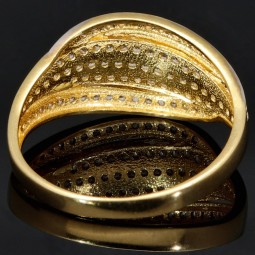 Funkelnder Zirkonia Bicolor Gold Ring für Damen in 585 / 14K Gelbgold und Weißgold in Ringgröße ca. 55