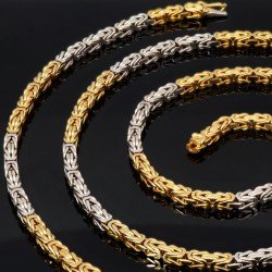 Massive XXL Königskette in ca. 80cm Länge in außergewöhnlichem Design aus 14K 585 Bicolor Gold (Gelbgold und Weißgold) (ca. 74g)