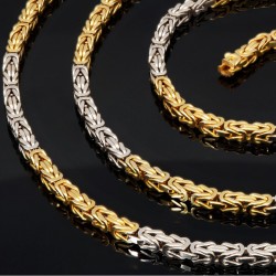Massive XXL Königskette in ca. 80cm Länge in außergewöhnlichem Design aus 14K 585 Bicolor Gold (Gelbgold und Weißgold) (ca. 74g)