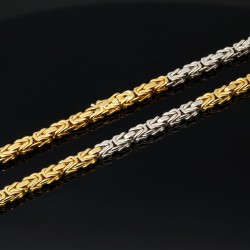 Massive XXL Königskette in ca. 80cm Länge in außergewöhnlichem Design aus 14K 585 Bicolor Gold (Gelbgold und Weißgold) (ca. 74g)