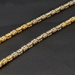 Massive Königskette in ca. 80cm Länge und 2,5mm in besonderem Bicolor Design aus 14K 585 Gold (Gelbgold und Weißgold) (ca. 35,9g)