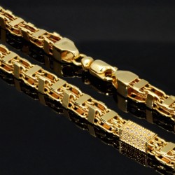 Bling Bling Königskette / Käfigkette in besonderem Design aus 585 / 14K Gelbgold mit Zirkoniabesatz  (ca. 67cm, 7mm, Gewicht: ca. 61,9g)