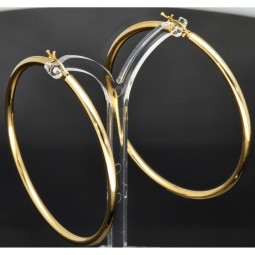 Glänzende XXL Creolen / Hoops / Ohrringe in elegantem Design in edlem 585 14K Gelbgold glänzend poliert