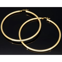 Glänzende XXL Creolen / Hoops / Ohrringe in elegantem Design in edlem 585 14K Gelbgold glänzend poliert