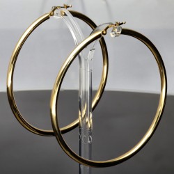 Glänzende XXL Creolen / Hoops / Ohrringe in elegantem Design in edlem 585 14K Gelbgold glänzend poliert