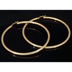 Glänzende XXL Creolen / Hoops / Ohrringe in elegantem Design in edlem 585 14K Gelbgold glänzend poliert