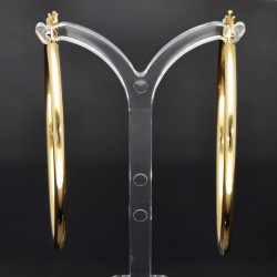 Glänzende XXL Creolen / Hoops / Ohrringe in elegantem Design in edlem 585 14K Gelbgold glänzend poliert