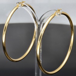 Glänzende XXL Creolen / Hoops / Ohrringe in elegantem Design in edlem 585 14K Gelbgold glänzend poliert