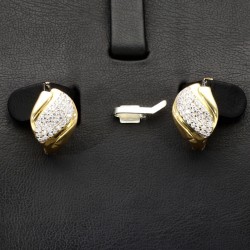 Funkelnde Ohrringe mit Zirkoniasteinen und englischem Verschluss aus massivem 585er 14K Gold