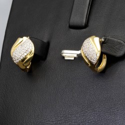 Funkelnde Ohrringe mit Zirkoniasteinen und englischem Verschluss aus massivem 585er 14K Gold