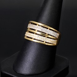 Bezaubernder Zirkonia Gold Ring für Damen in edlem 585 / 14K Gelbgold in Ringgröße ca. 56