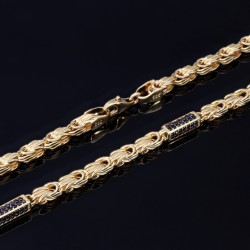 Königskette mit schwarzem Zirkoniabesatz aus 585er Gelbgold (14k)- 55cm lang, 3,5 mm breit