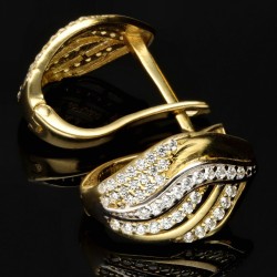 Massive Ohrringe mit Zirkonia in elegantem Design und englischem Verschluss aus Bicolor 585er 14K Gold