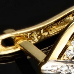 Massive Ohrringe mit Zirkonia in elegantem Design und englischem Verschluss aus Bicolor 585er 14K Gold