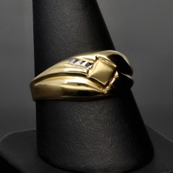 Feiner Ring für Damen mit stilvollem Dekor in 585 / 14K Bicolor Gold in Ringgröße ca. 59-60