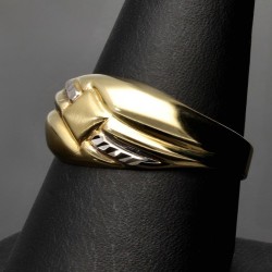 Feiner Ring für Damen mit stilvollem Dekor in 585 / 14K Bicolor Gold in Ringgröße ca. 59-60