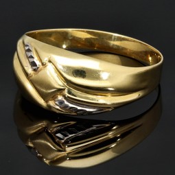 Feiner Ring für Damen mit stilvollem Dekor in 585 / 14K Bicolor Gold in Ringgröße ca. 59-60