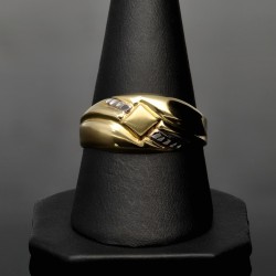 Feiner Ring für Damen mit stilvollem Dekor in 585 / 14K Bicolor Gold in Ringgröße ca. 59-60