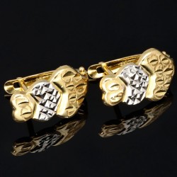 Bicolor Ohrringe in kunstvollem Design in 14K / 585 Gelbgold und Weißgold