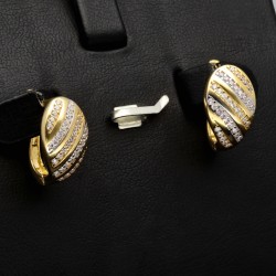 Ohrringe mit Zirkonia  und englischem Verschluss aus massivem  Bicolor 585er 14K Gold