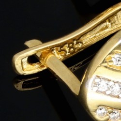 Ohrringe mit Zirkonia  und englischem Verschluss aus massivem  Bicolor 585er 14K Gold
