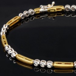 Exquisites Designer Armband für Damen mit funkelnden Zirkoniasteinen aus wertvollem 750 / 18K Gold in (ca. 19 cm Länge)