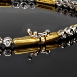 Exquisites Designer Armband für Damen mit funkelnden Zirkoniasteinen aus wertvollem 750 / 18K Gold in (ca. 19 cm Länge)