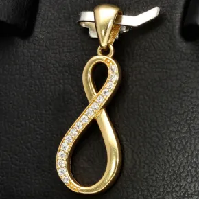 Unendlichkeitszeichen - Gold - Anhänger mit Zirkonia in edlem 585 14K Gold