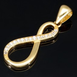 Unendlichkeitszeichen - Gold - Anhänger mit Zirkonia in edlem 585 14K Gold