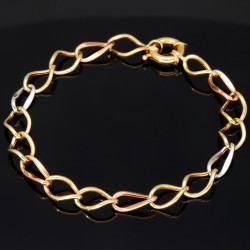 Elegantes Damen - Armband aus 585er (14k) Tricolor Gelbgold, Roségold und Weißgold ca. 20cm lang