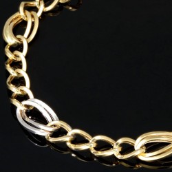 Bicolor Gold-Armband für Damen aus hochwertigem 14K 585 Gelbgold und Weißgold in elegantem Design (ca. 19-20 cm Länge)