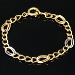 Bicolor Gold-Armband für Damen aus hochwertigem 14K 585 Gelbgold und Weißgold in elegantem Design (ca. 19-20 cm Länge)