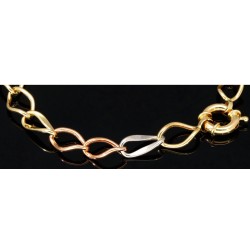 Damen - Armband aus edlem 585er (14k) Tricolor Gelbgold, Roségold und Weißgold ca. 20cm lang