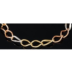 Damen - Armband aus edlem 585er (14k) Tricolor Gelbgold, Roségold und Weißgold ca. 20cm lang