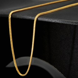 Kurze Goldkette / Fuchsschwanzkette in filigranem Design in hochwertigem 585 14k Gelbgold für sehr schlanke Damen und Kinder (ca. 42cm lang, ca. 1,3mm breit)