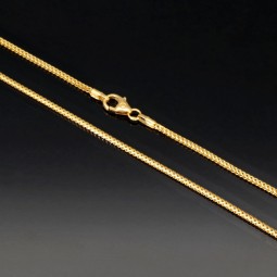 Kurze Goldkette / Fuchsschwanzkette in filigranem Design in hochwertigem 585 14k Gelbgold für sehr schlanke Damen und Kinder (ca. 42cm lang, ca. 1,3mm breit)